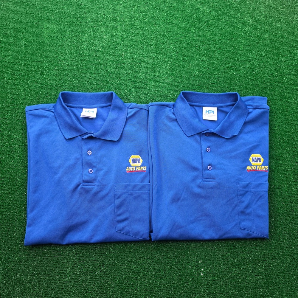 NAPA Auto Parts Employee Polo Shirt Unisex Medium Blue Uniform Bundle Lot of 2